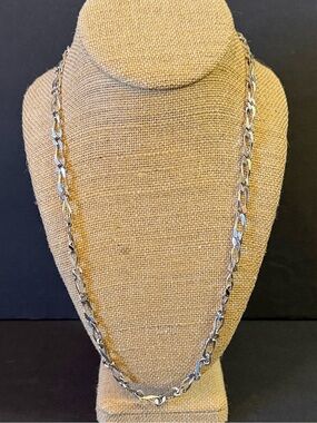 Monet Figaro Silver-Tone Chain Necklace 11" Timeless Refined Luminous Vintage